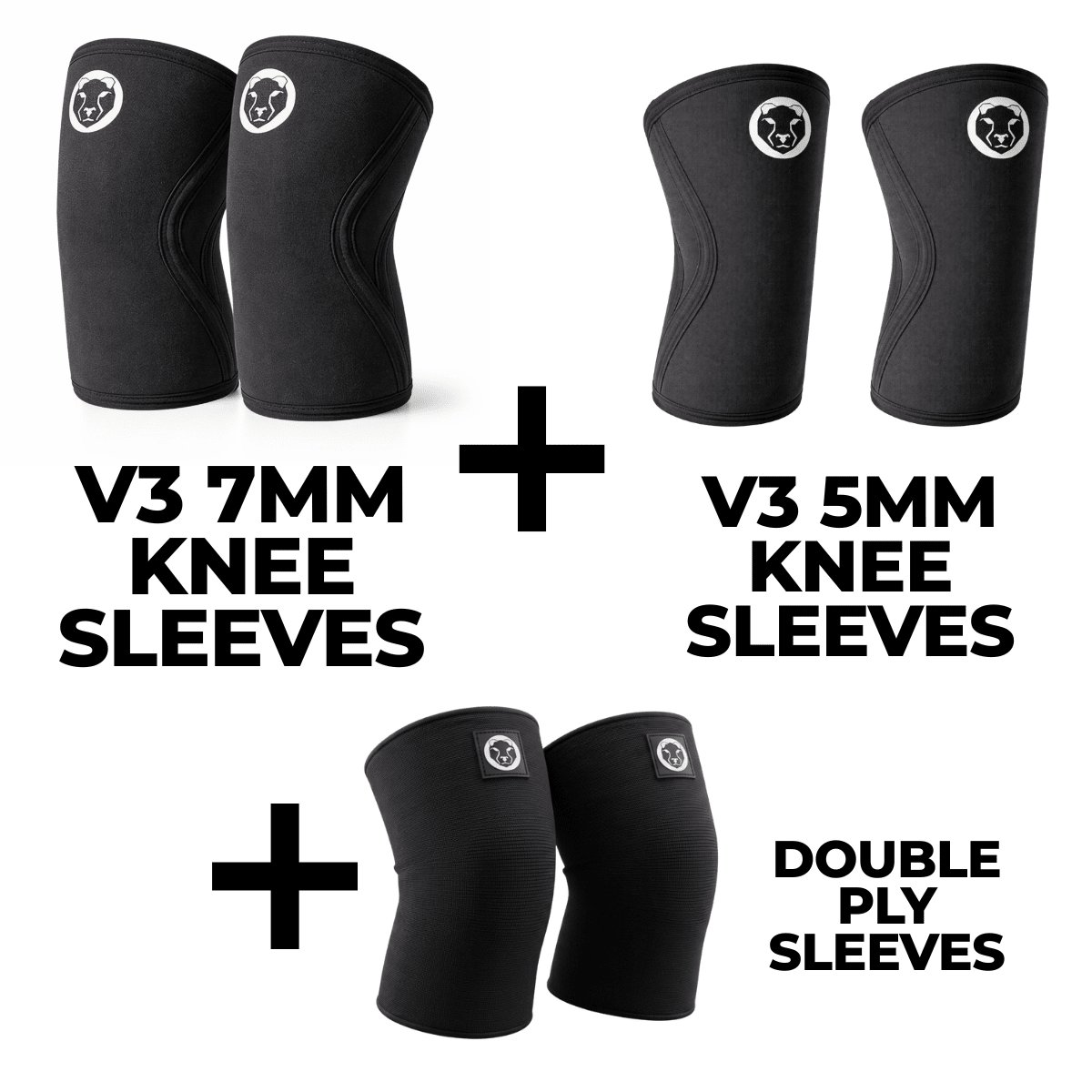 Complete Knee Sleeve Bundle - 7mm + 5mm + 3mm Double Ply - Mammal Strength