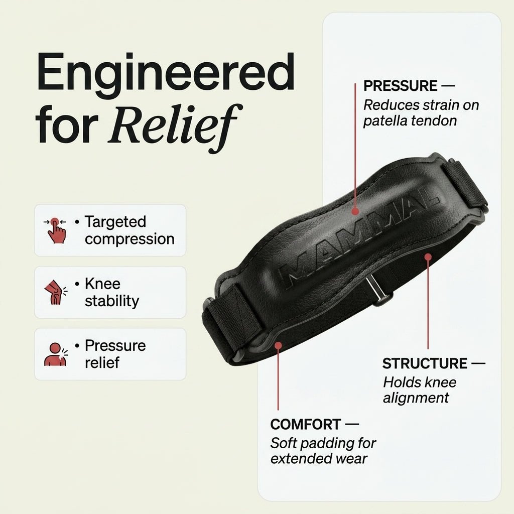 Mammal Patella Straps science and performance benefits infographic