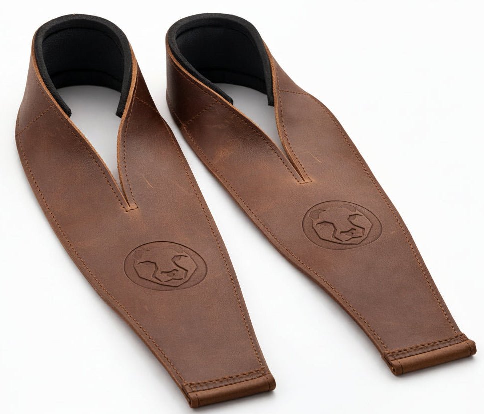 Mammal leather Olympic weightlifting straps, front view