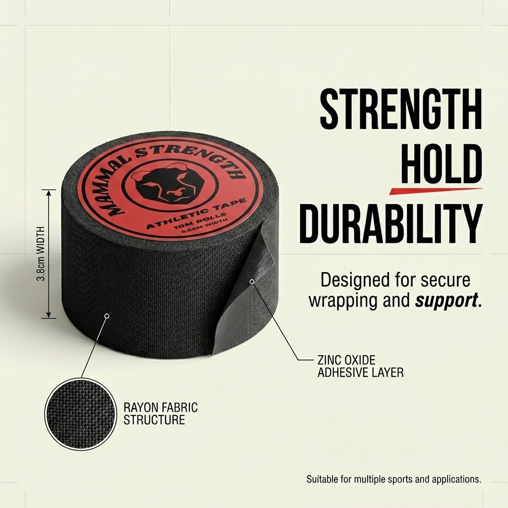 Zinc oxide athletic sports tape 10m x 3.8cm for strapping and joint support – Mammal Strength