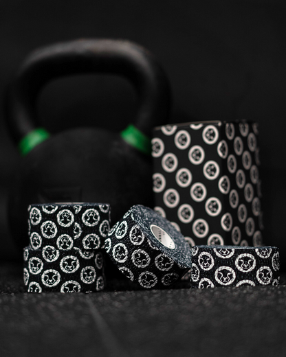 Black and white weightlifting tape product shot