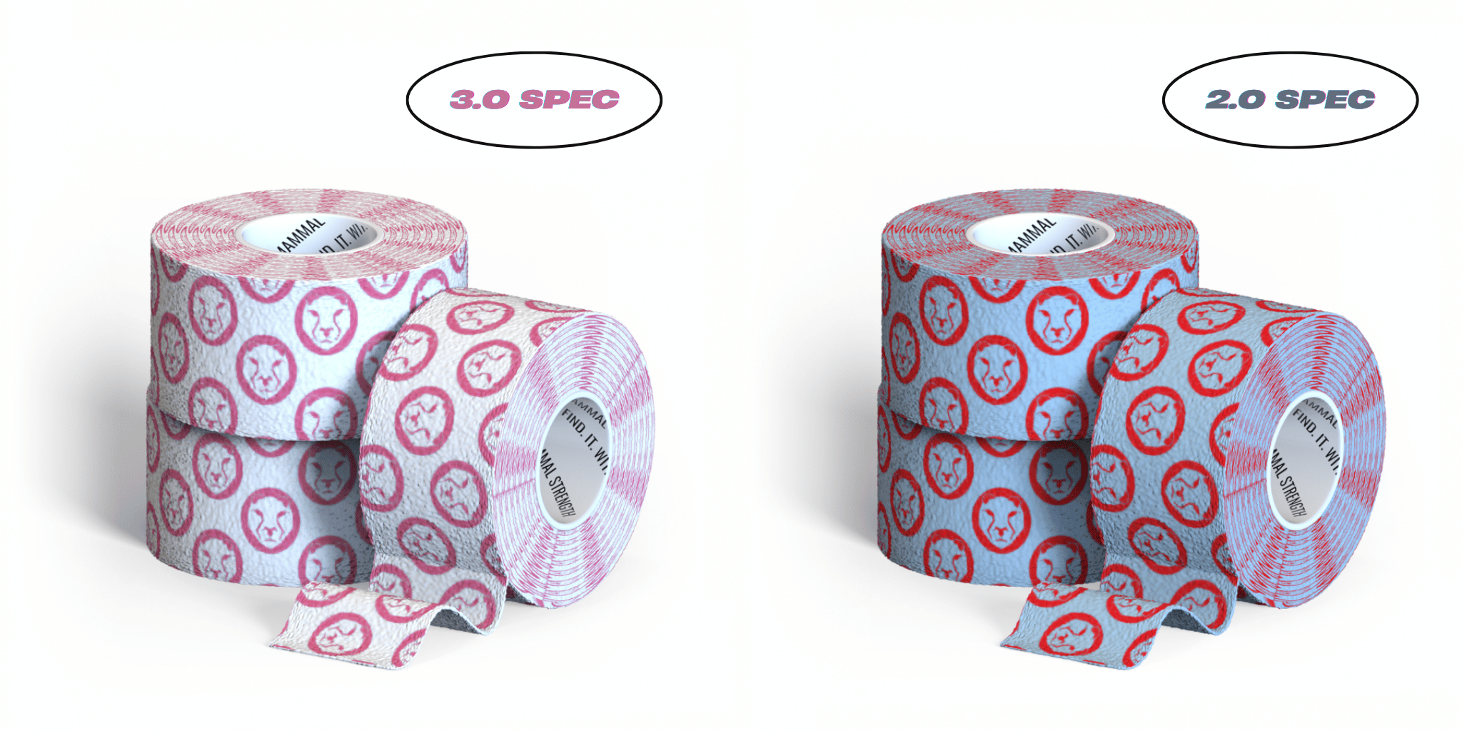 Rolls of tape with &