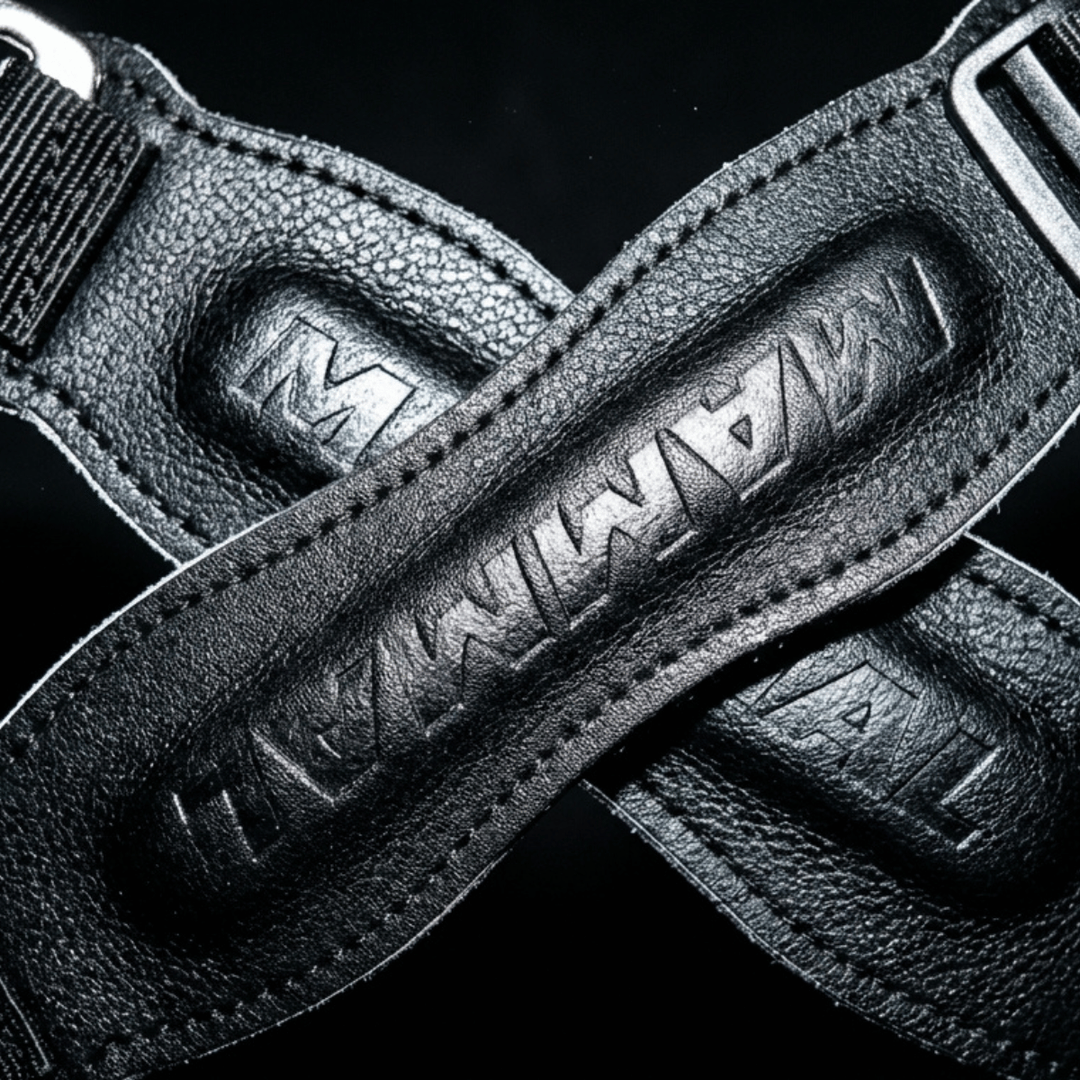 Mammal Strength patella knee strap close up showing premium material texture and patellar tendon support padding