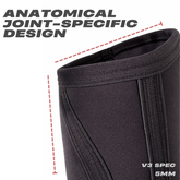 Anatomical joint-specific design of Mammal Strength V3 5mm knee sleeves for stable knee support during training
