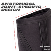 Anatomical joint-specific design of Mammal Strength V3 7mm knee sleeves for stable knee support during lifting
