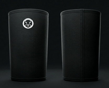 Mammal V3 7mm straight cuff knee sleeves showing front and back design for weightlifting support