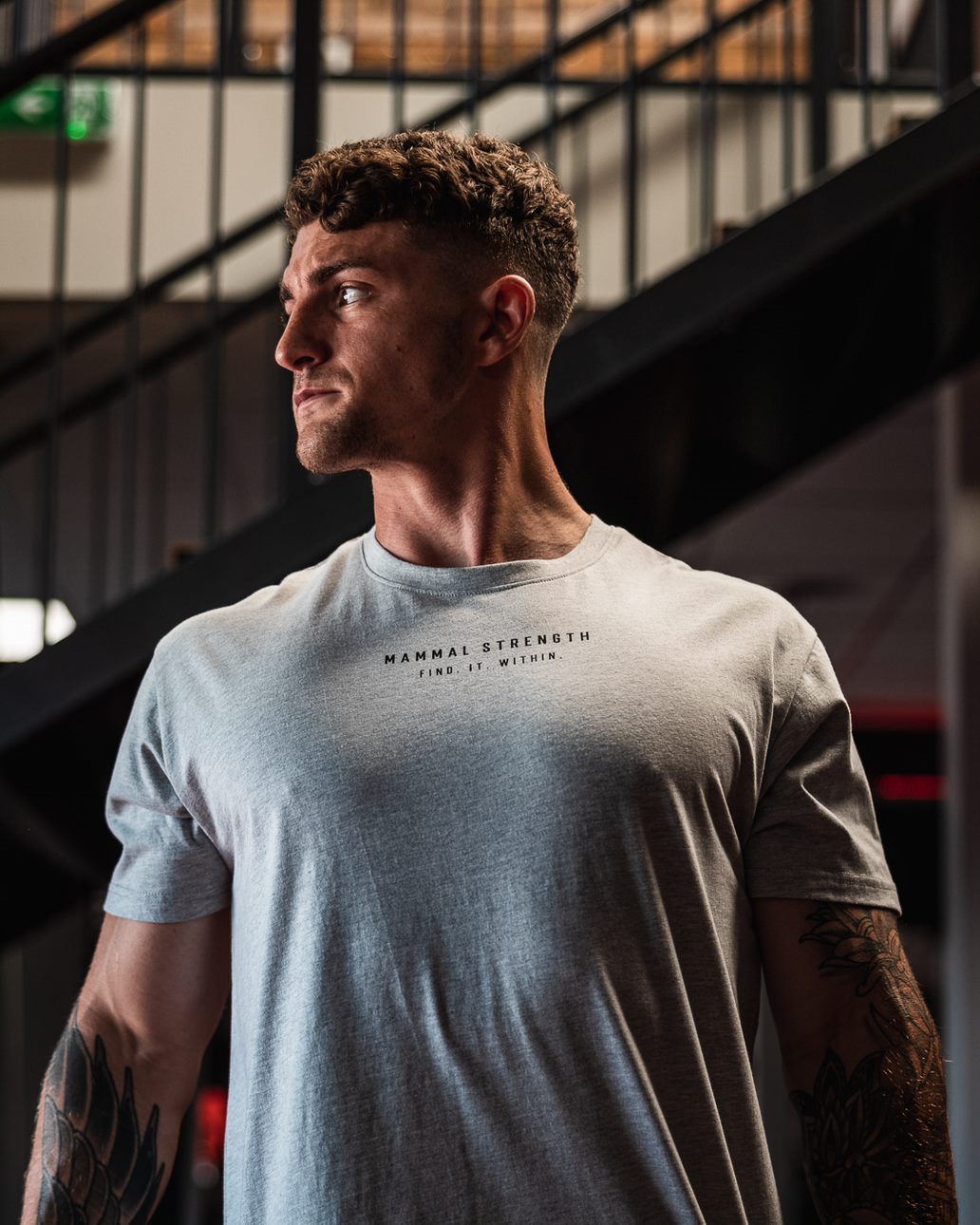 Mammal Strength Grey Print Tee - Mammal Strength
